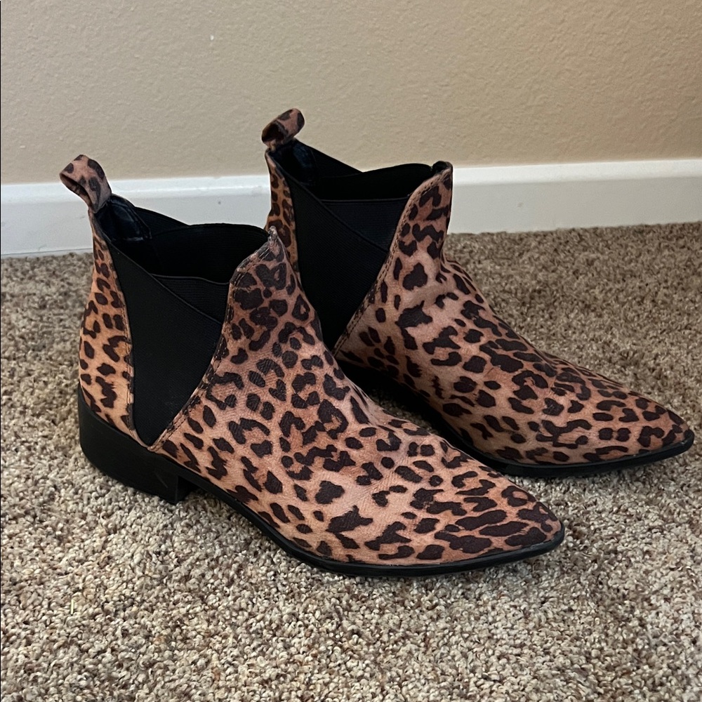 a new day Brown Leopard Ankle Boots